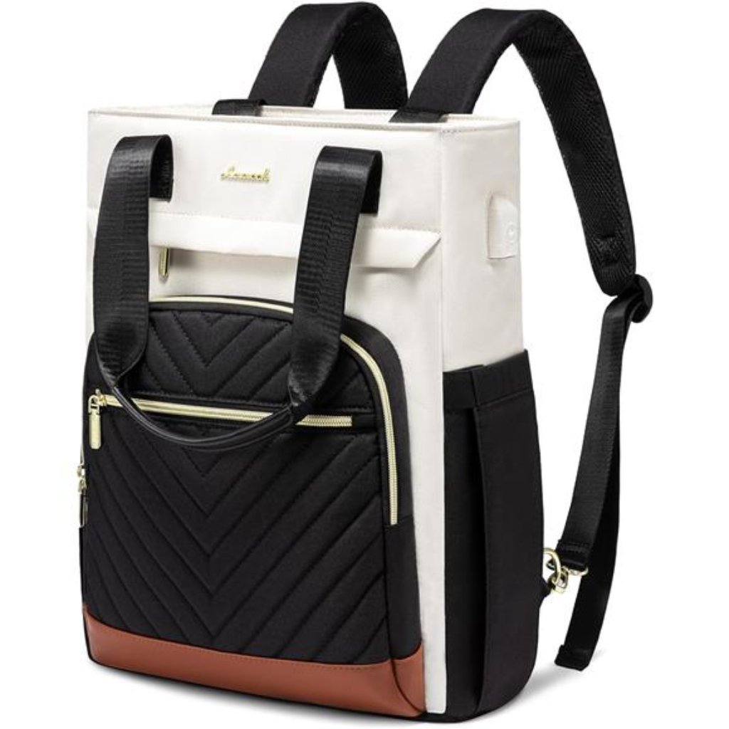 15.6 Inch Work Laptop Bag Teacher Nurse Backpack Beige&Black&Brown
